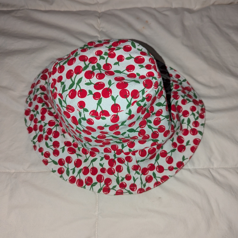 Cherry Print Reversible Bucket Hat
